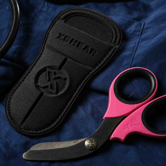 XShear 7.5” Heavy Duty Trauma Shears. Pink & Black Handles, Black Titanium Coated Stainless Steel Blades, For the Professional Emergency Provider