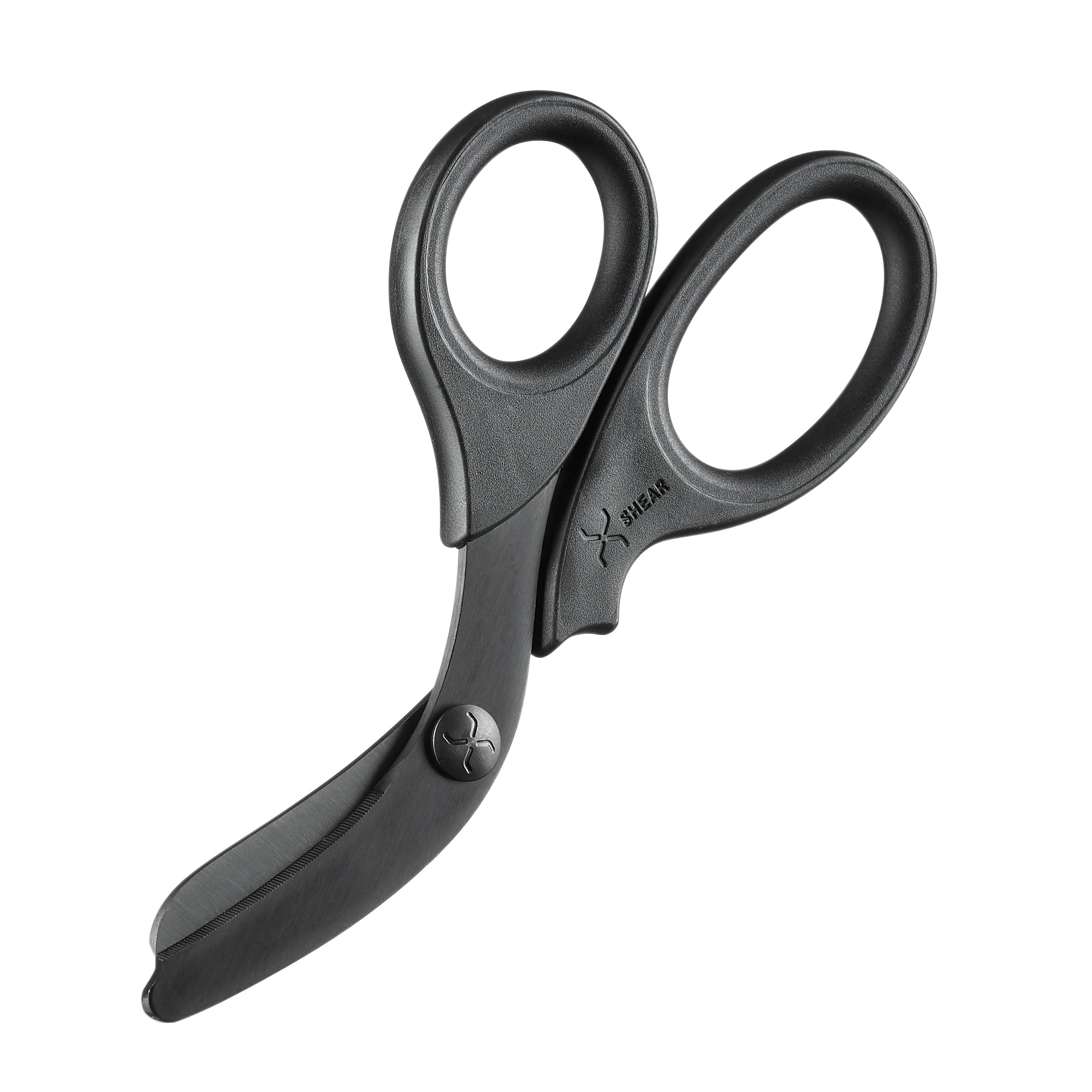 XShear 7.5” Heavy Duty Trauma Shears. All Black Handles - Black Titanium Coated Stainless Steel Blades - for The Professional Emergency Provider