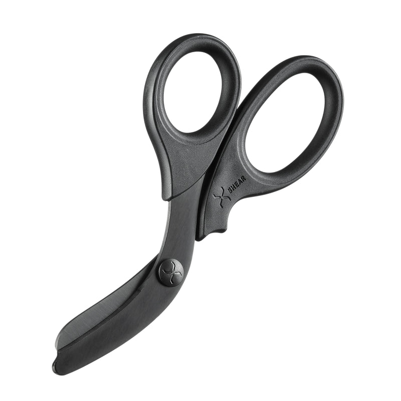 Load image into Gallery viewer, XShear 7.5” Heavy Duty Trauma Shears. All Black Handles, Black Titanium Coated Stainless Steel Blades, For the Professional Emergency Provider
