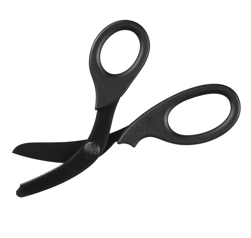 Load image into Gallery viewer, XShear 7.5” Heavy Duty Trauma Shears. All Black Handles, Black Titanium Coated Stainless Steel Blades, For the Professional Emergency Provider
