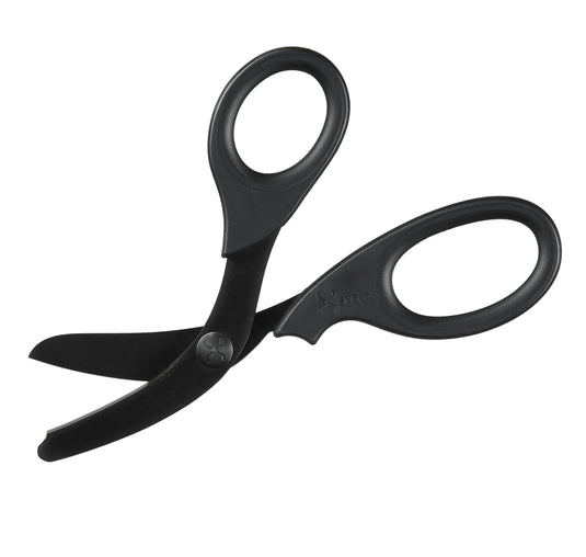 XShear 7.5” Heavy Duty Trauma Shears. All Black Handles, Black Titanium Coated Stainless Steel Blades, For the Professional Emergency Provider