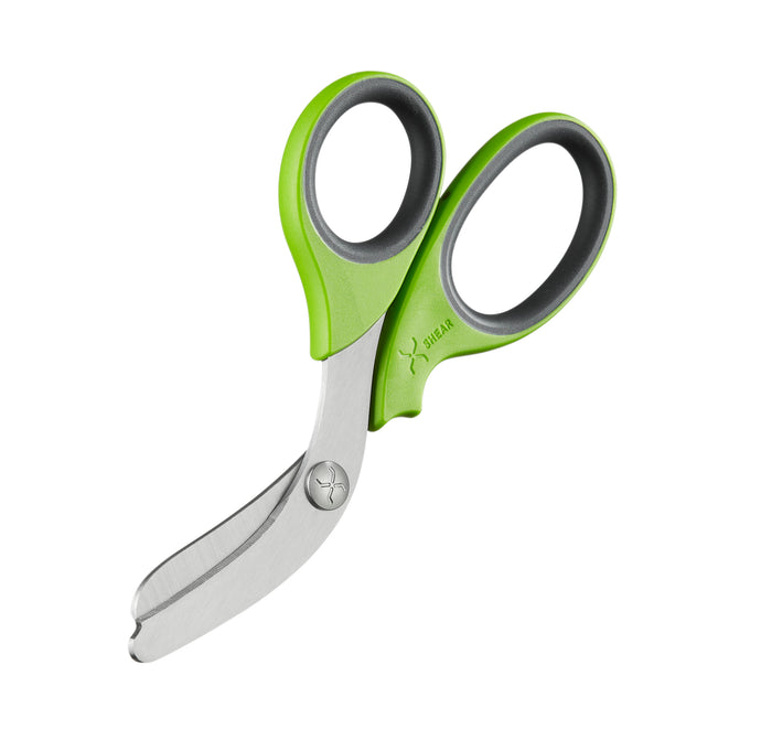 XShear 7.5” Heavy Duty Trauma Shears. Green and Gray Handles, Stainless Steel Uncoated Blades, For the Professional Emergency Provider
