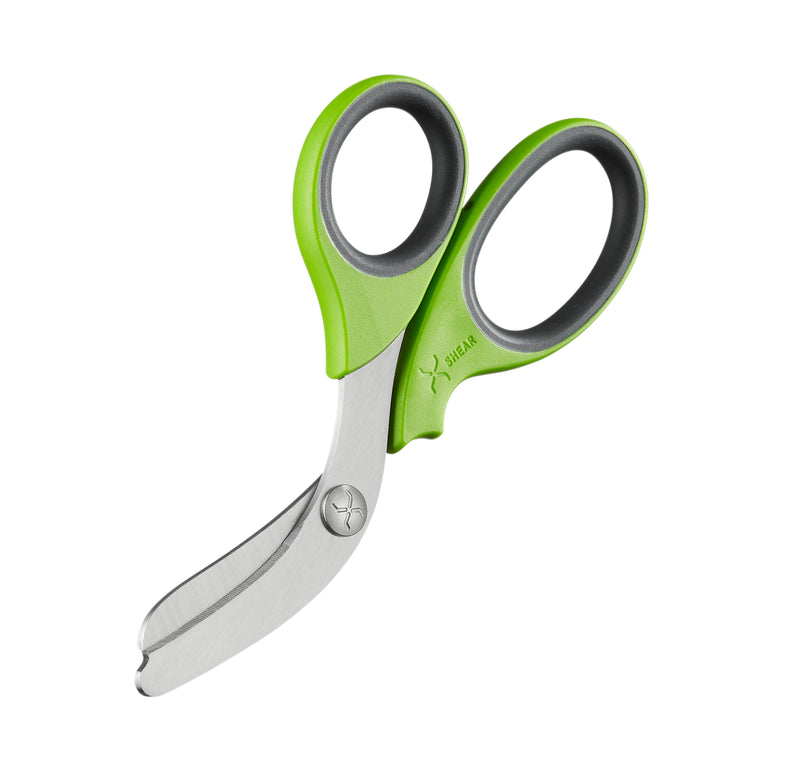 Load image into Gallery viewer, XShear 7.5” Heavy Duty Trauma Shears. Green and Gray Handles, Stainless Steel Uncoated Blades, For the Professional Emergency Provider
